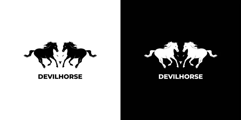 Cool and unique devil horse logo design Stock Illustration