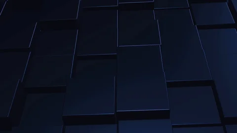 Cool background of blue cubes net zomming out, so that abstract sun becomes Stock Footage 124499339