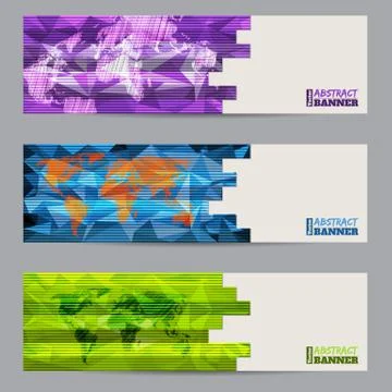 Cool banner set of three with abstract stripes Illustrazione stock