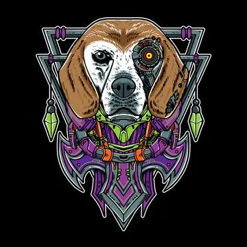 Cool beagle dog pet vector geometry robotic illustration Stock Illustration