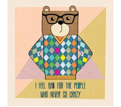 Cool bear hipster, hand draw illustration Stock Illustration