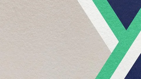 Cool beige textured paper background with white, emerald green, blue geometri Stock Illustration