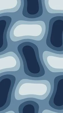 A cool blue abstract pattern presents rounded cream and navy forms within l.. Stock Illustration