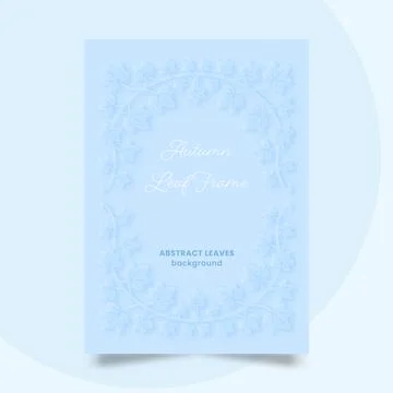 Cool Blue Autumn Leaf Frame Vector Monochromatic Paper Cut Out Style Border.. Stock Illustration