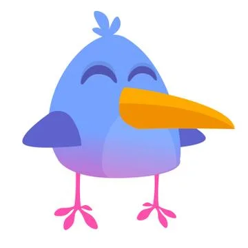 Cool  blue bird cartoon. Vector illustration of forest blue bird isolated on  Stock Illustration