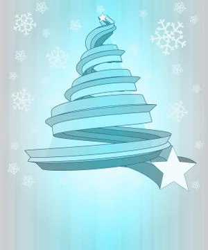 Cool blue christmas tree shape and snowfall  background vector Stock Illustration