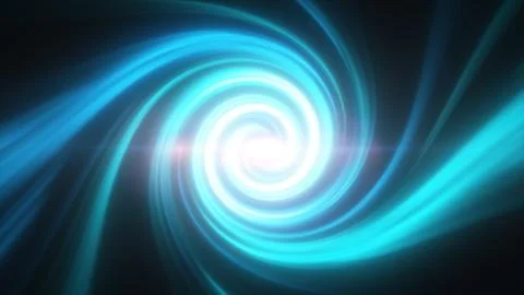Cool blue cyan energy vortex with glowing spiral center, smooth light trail.. Stock Illustration