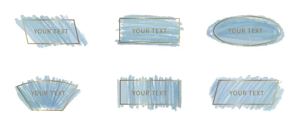 Cool blue frames for text in the style of drawing with colored pencils Ilustração Stock