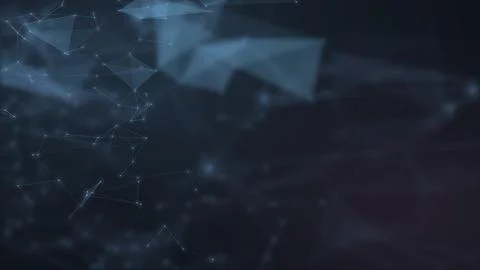 Cool blue translucent forms and faint connected points emerge from a deep s.. Illustrazione stock
