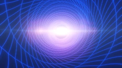 Cool blue wireframe tunnel with a central white light, evoking a futuristic.. Stock Footage 303476562