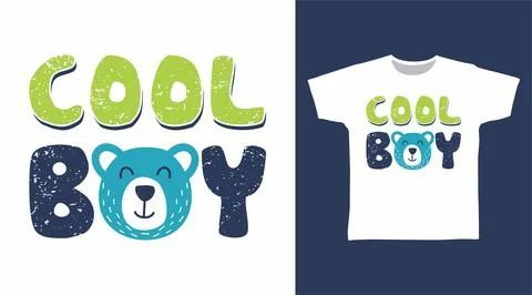 Cool boy bear typography design vector illustration ready for print on tee Stock Illustration