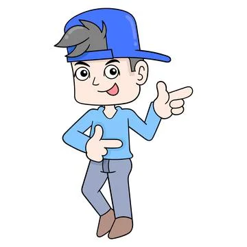 Cool boy handsome seductive, doodle icon image kawaii Stock Illustration