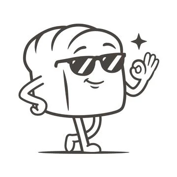 Cool Bread Character with Sunglasses Vector Illustrazione stock