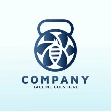 Cool bumble bee logo design with fitness icon. Stock Illustration