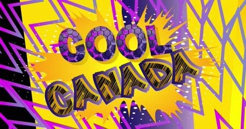 Cool Canada. Purple Yellow Comic Book Words Stock Footage 168114118