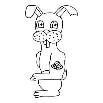 Cool cartoon easter bunny with easter eggs tattoo. white background isolated Stock Illustration