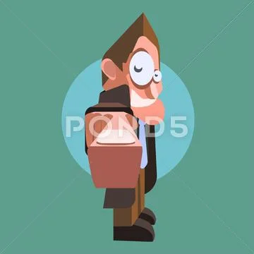Cool cartoon making Forefinger gesture. Vector illustration with simple gradi Stock Illustration