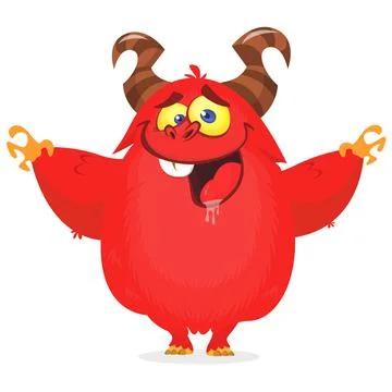 Cool cartoon monster devil character. Halloween vector illustration Stock Illustration
