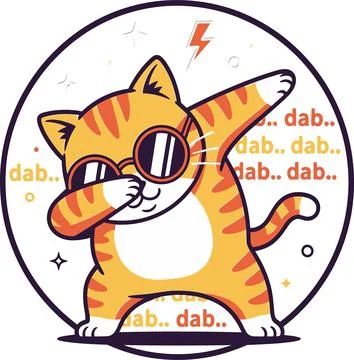 Cool Cat Dabbing with Sunglasses - Funny Feline Dance Move Stock Illustration