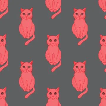 Cool cat seamless pattern Stock Illustration
