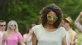 Cool clip, biracial singer dancing and flirting at camera, summertime and party HD Footage