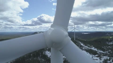 Cool close up of wind turbine at winter Stock Footage 130304936