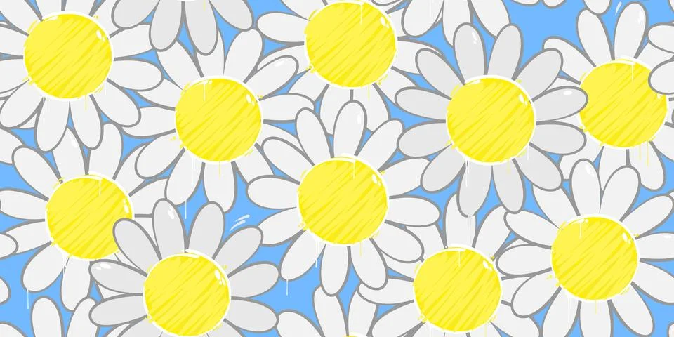 Cool Colorful Simple Abstract Graffiti Style Flowers Seamless Background Te.. Stock Illustration