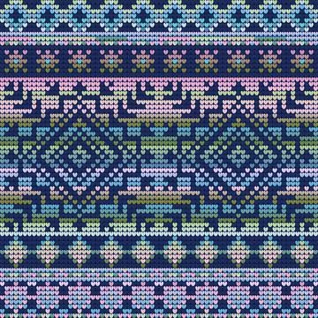 Cool Colors Seamless Pattern of Christmas Ugly Sweater Stock Illustration