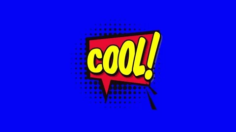 Cool comic book speech bubble animation with halftone pattern on blue backg.. Stock Footage 346725005
