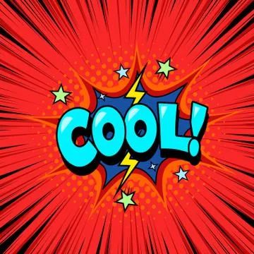 Cool comic book speech bubble background, halftone effect Stock Illustration