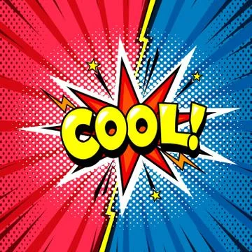 Cool comic book speech bubble background, halftone effect Stock Illustration