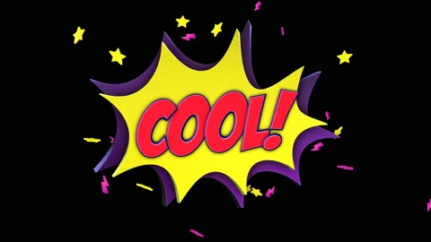 COOL Comic Text Animation, with Alpha Matte, Loop Stock Footage 154301085