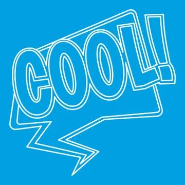 COOL, comic text sound effect icon, outline style Illustrazione stock