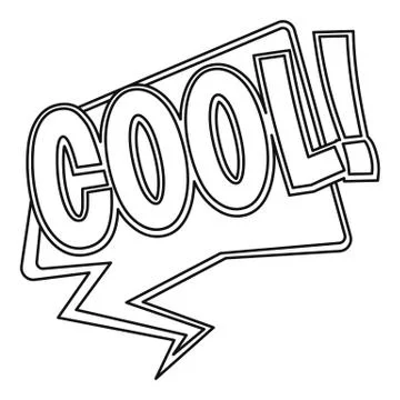 COOL, comic text sound effect icon, outline style Stock Illustration