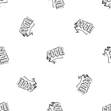 COOL, comic text speech bubble pattern seamless black Stock Illustration