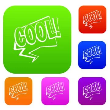 COOL, comic text speech bubble set color collection Stock Illustration