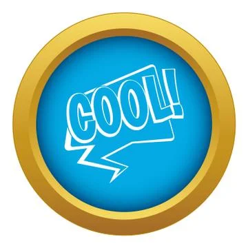 COOL, comic text speech bubble icon blue isolated Stock Illustration