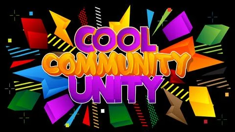 Cool Community Unity. Word written with Children's font in cartoon style. Stock Illustration