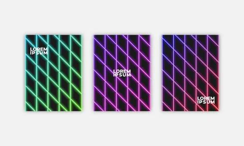 Cool Covers Set. Fluid Vector Iridescent Gradient Glam Background. Rainbow Co Illustrazione stock