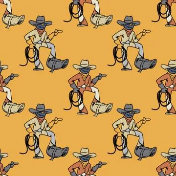 Cool cowboy seamless pattern Stock Illustration