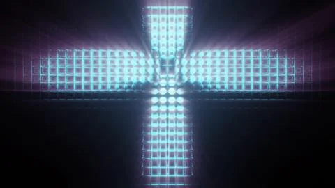 A cool cross-shaped futuristic sci-fi techno lights - perfect for futuristic  Illustrazione stock