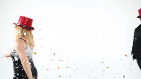 Cool dancing Confetti people white background Vídeo Stock 80137904