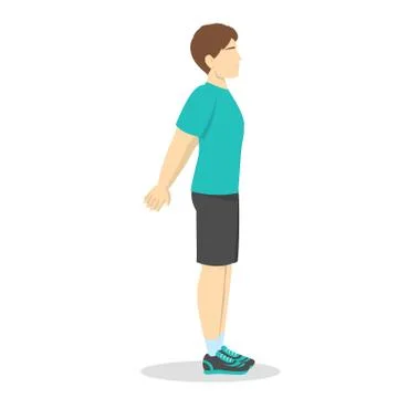 Cool down after workout exercise. Stretching pose for chest Stock Illustration