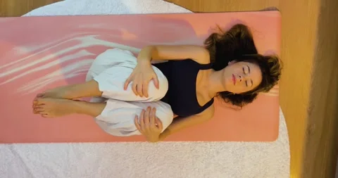 Cool-down relaxation on mat Stock Footage 315540934