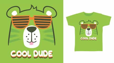 Cool dude cute bear glasses design vector illustration ready for print on t.. Stock Illustration