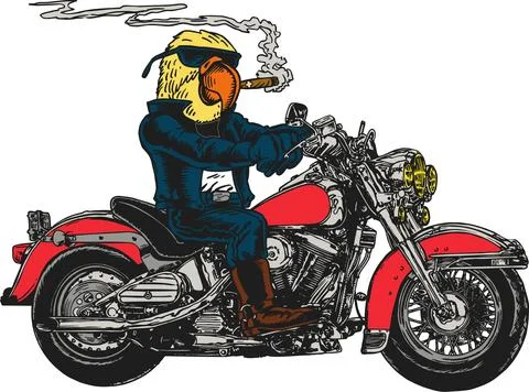 Cool Eagle Biker Riding Motorcycle Smoking Cigar Sunglasses Stock Illustration