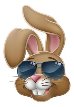 Cool Easter Bunny Rabbit in Sunglasses Cartoon Stock Illustration