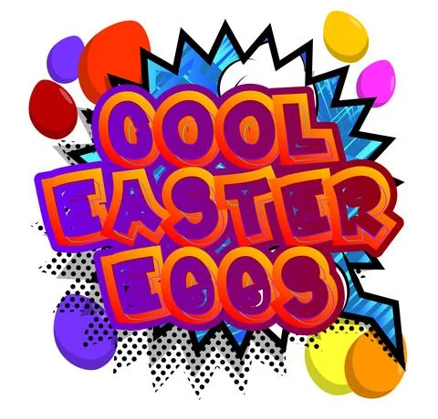 Cool Easter Eggs - Comic book style holiday related text. Greeting card, soci Stock Illustration