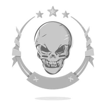 Cool evil skull. Template awards or the gothic emblem. The demon head in a Stock Illustration