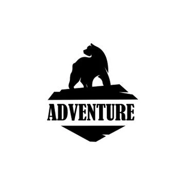 Cool explorer bear, Mountain Camping Gift, Camping and outdoor adventure embl Stock Illustration